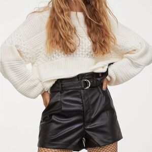 NWT H&M Divided Black High Waist Faux Leather Shorts size 0